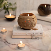 Thenga Hand Carved Coconut shell Candle Holder - Eco-Friendly Gifts